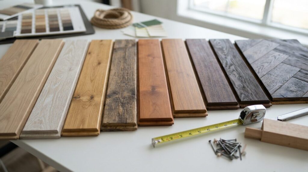 Close-up photorealistic image of different hardwood floor sa