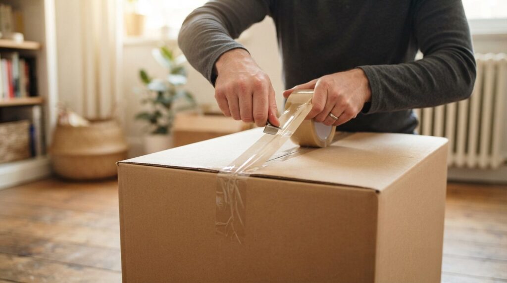Close-up detailed shot of someones hands expertly sealing a