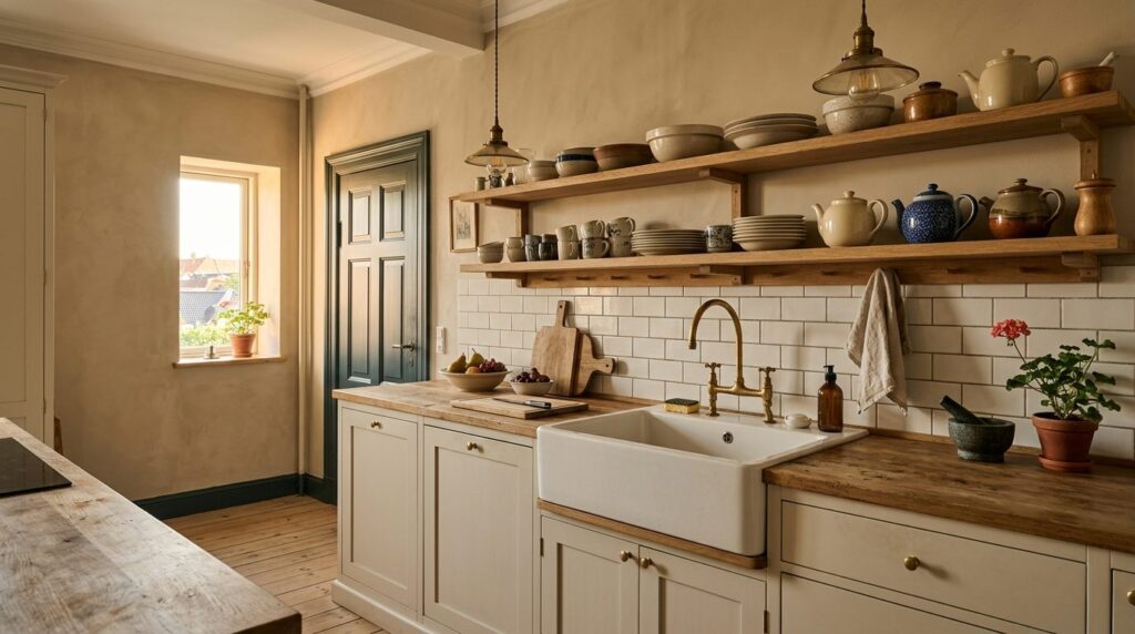 Warm, inviting Shaker kitchen workspace in a Copenhagen peri